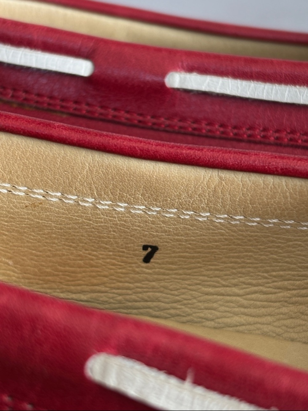 Tod’s Red Leather Driving Loafers Woman’s Gommino Flats Leather Tie size 7 - Picture 8 of 8